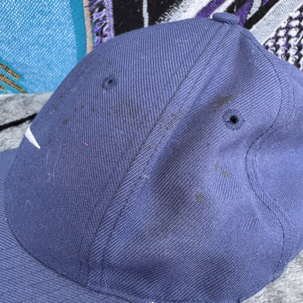 Size 7 1/4 - Nike Hat Strapback Mens Blue White Swoosh Tiger Woods Golf Cap - Picture 4 of 7